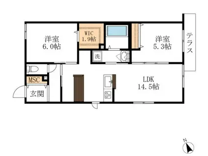 MAISON SAKURA(2LDK/1階)の間取り写真