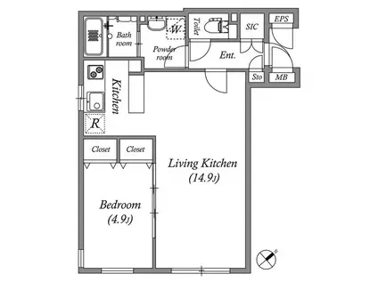 PASEO高田馬場III(1LDK/3階)の間取り写真