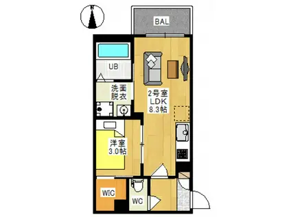 REGALEST 花尻III(1LDK/3階)の間取り写真