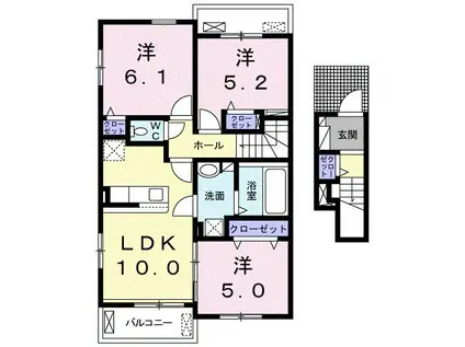 シュエット(3LDK/2階)の間取り写真