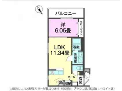 ホワイトムック(1LDK/1階)の間取り写真