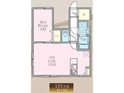 ノーザンロード東武練馬II(1LDK/1階)の間取り写真