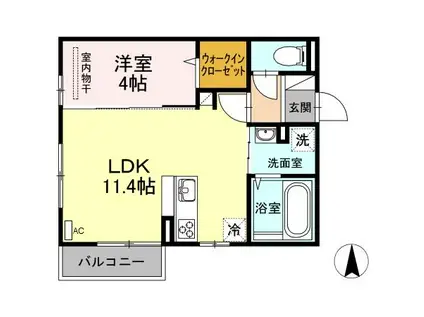 リヴェール(1LDK/1階)の間取り写真