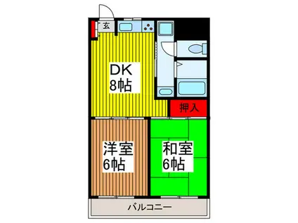 ヴィヴァーチェ浦和(2DK/1階)の間取り写真