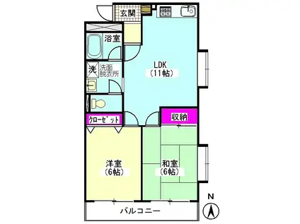 アベニュー瑞穂(2LDK/2階)の間取り写真