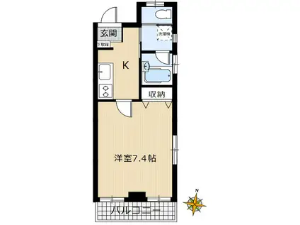 ユテライズ桜木(1K/1階)の間取り写真