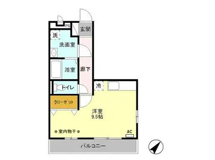 エルプエルトデキシュウ(ワンルーム/2階)の間取り写真