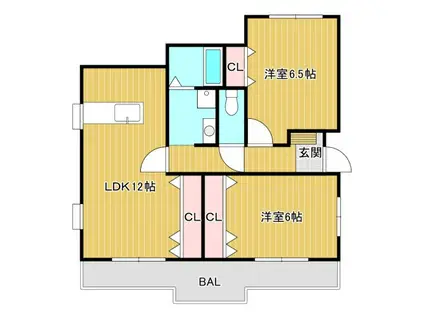 第2コーポ松橋(2LDK/1階)の間取り写真