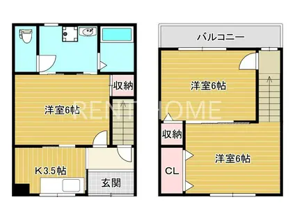 キャットタウン(3K/1階)の間取り写真