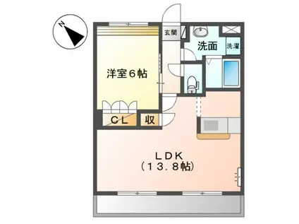 ルミナスガーデン(1LDK/1階)の間取り写真