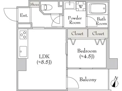 イーストガーデン(1LDK/3階)の間取り写真