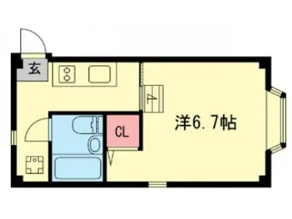北野ハウス(1K/1階)の間取り写真
