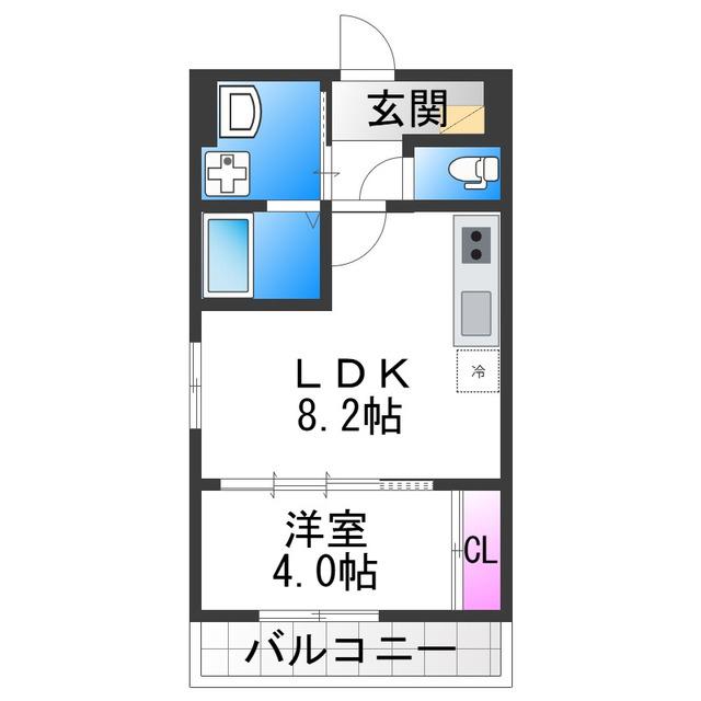 TIO RUHE(1LDK/2階)の間取り写真