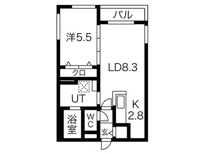クラリス平岸II(1LDK/2階)の間取り写真
