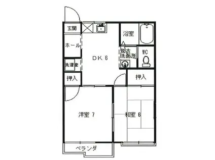 レイクタウンB(2DK/1階)の間取り写真