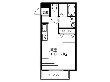 メルヴェージュ代々木(ワンルーム/1階)の間取り写真