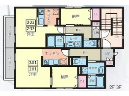 LIGNUM浦和元町(1LDK/2階)の間取り写真
