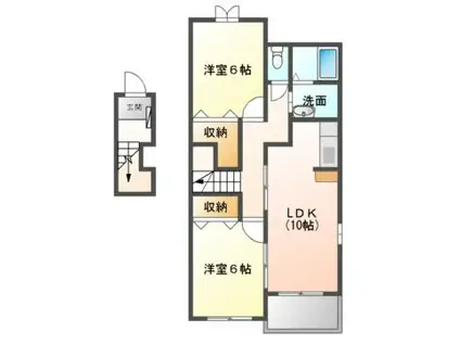 ラルジュ・ジャルダン利平治(2LDK/2階)の間取り写真