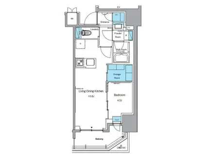 プライムアーバン浅草田原町(1SLDK/3階)の間取り写真