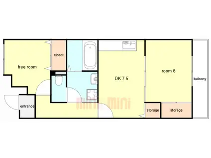 明泉寺シティコート(1SDK/1階)の間取り写真