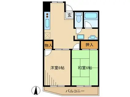 ハイツ多根(2DK/3階)の間取り写真