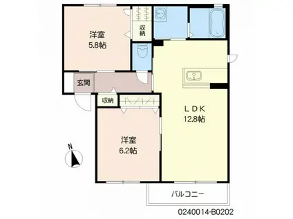 リバーサイドT B棟(2LDK/2階)の間取り写真