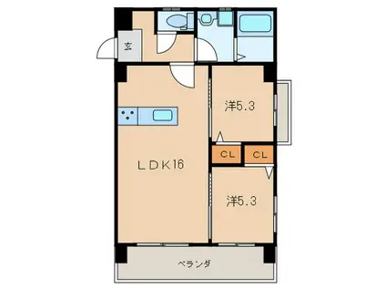 FOYER徳光(2LDK/2階)の間取り写真