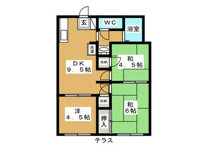 グランドソレーユ(3DK/1階)の間取り写真