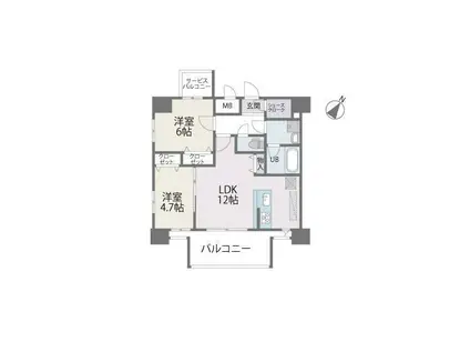 モダンパラッツォ博多デュオグランデイースト(2LDK/8階)の間取り写真