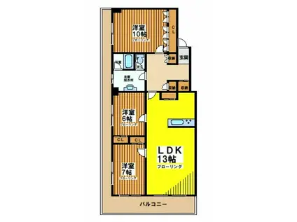 大永初台マンション(3LDK/4階)の間取り写真