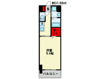 CREWS.REINE(1K/3階)の間取り写真