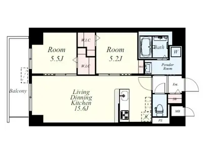 博多グランドレジデンス(2LDK/13階)の間取り写真