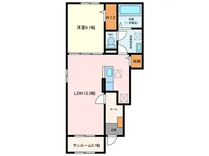 カーサ アリエル(1LDK/1階)の間取り写真