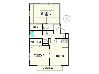 ビューテラスあざみ野A(2DK/1階)の間取り写真