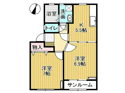 サン・フルール(2K/2階)の間取り写真