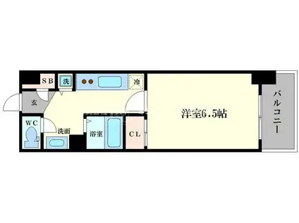 アスヴェル阿波座ブルーアース(1K/9階)の間取り写真