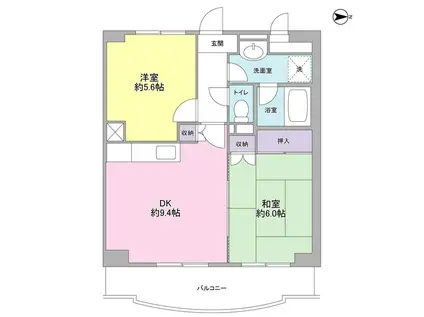 アビタシオン祇園(2DK/1階)の間取り写真