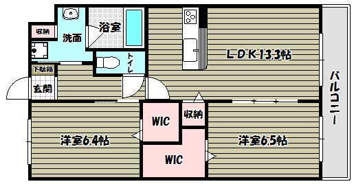 メゾン錦II(2LDK/4階)の間取り写真