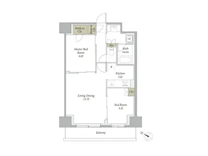 プライムメゾン用賀砧公園(2LDK/2階)の間取り写真