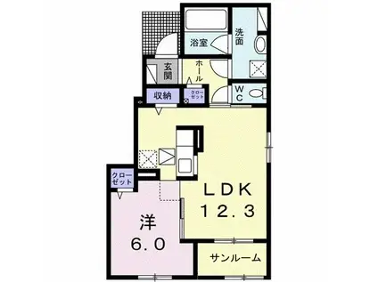 ベル アベニーア II(1LDK/1階)の間取り写真