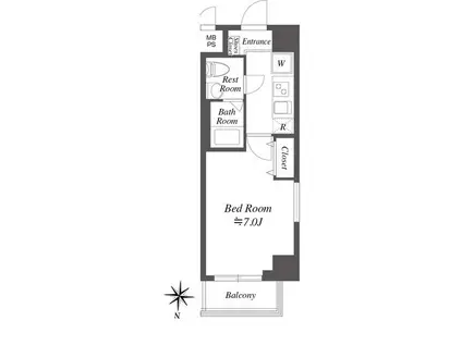 ルクレ中落合(1K/8階)の間取り写真