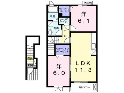 ラフレシール(2LDK/2階)の間取り写真