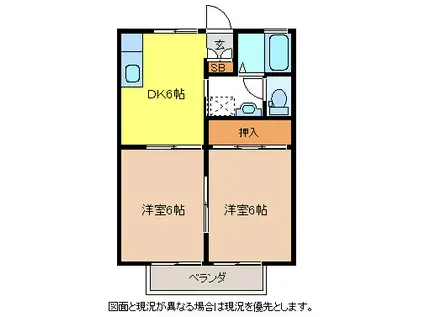 メゾンベルフォーム(2DK/2階)の間取り写真