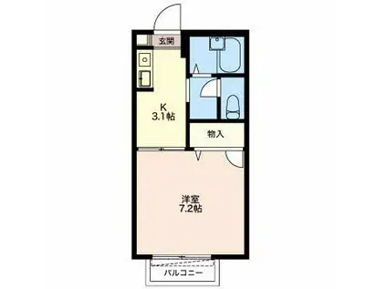 シャローム(1K/2階)の間取り写真