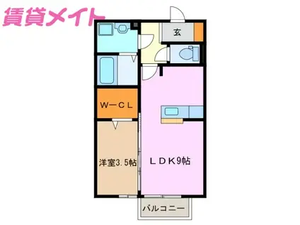 グランモア花林(1LDK/2階)の間取り写真