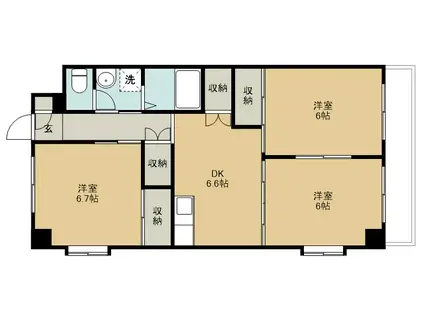 ラポールいでか(3DK/2階)の間取り写真