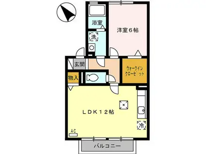 カメリアI(1LDK/1階)の間取り写真