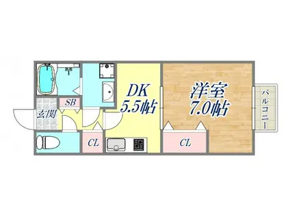 メゾン高松ⅤB棟(1DK/1階)の間取り写真
