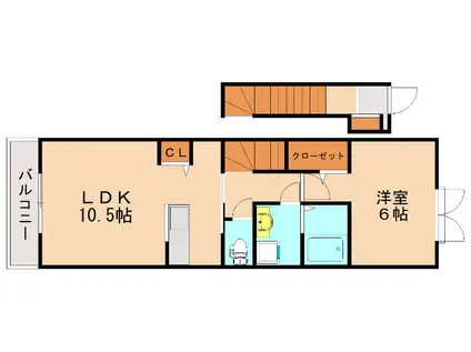 リバーサイド柏の森(1LDK/2階)の間取り写真