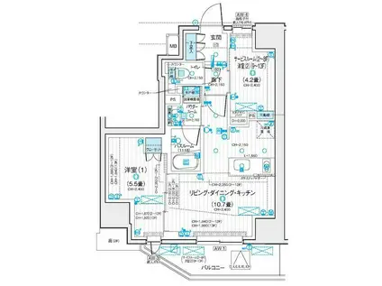 デュオステージ藤沢(1SLDK/6階)の間取り写真